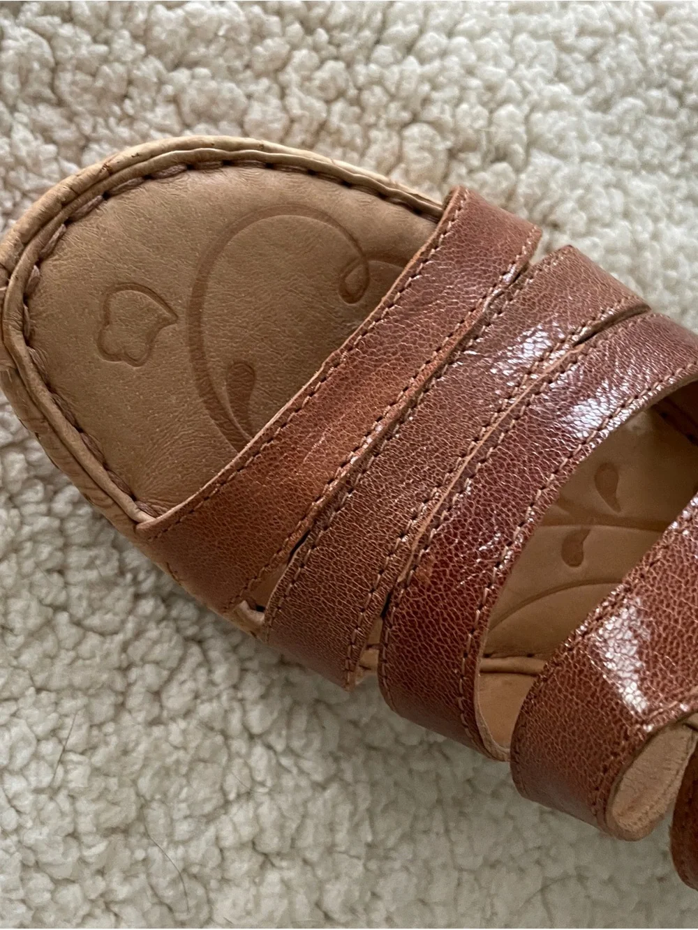Born Brown Cork Wedge Slide Sandals